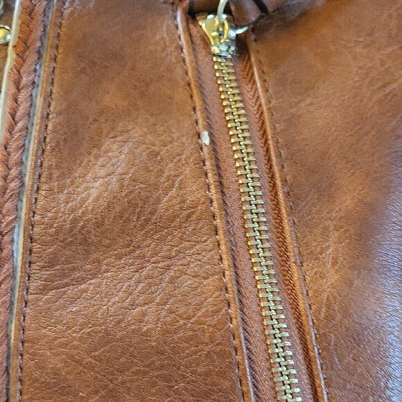 Charming Charlie Brown and Gold Crossbody Bag with Chain Detail NWT - Picture 15 of 16